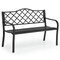 Black Garden Bench Steel Cast Iron Outdoor Patio 4-5 Person Seating